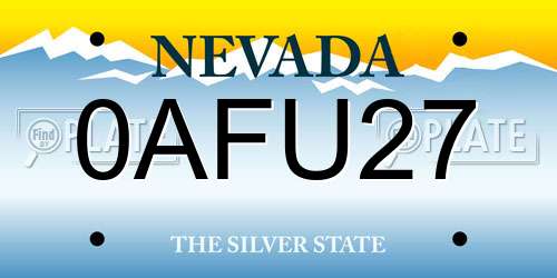0AFU27 Nevada License Plate