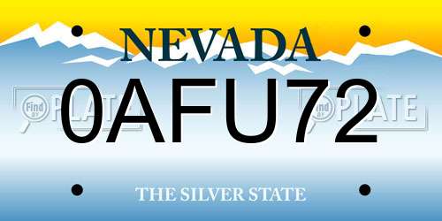 0AFU72 Nevada License Plate
