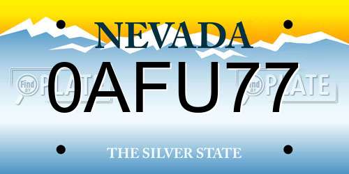 0AFU77 Nevada License Plate