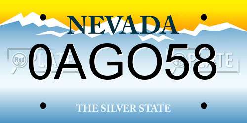 0AGO58 Nevada License Plate