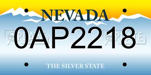 0AP2218 Nevada License Plate