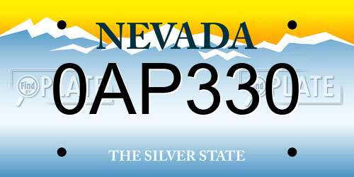 0AP330 Nevada License Plate