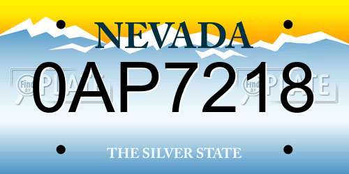0AP7218 Nevada License Plate