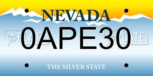 0APE30 Nevada License Plate