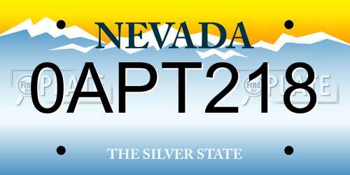 0APT218 Nevada License Plate