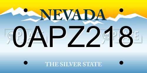 0APZ218 Nevada License Plate