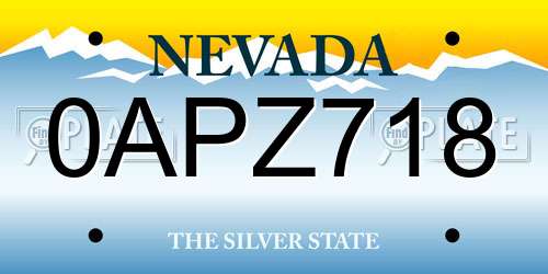 0APZ718 Nevada License Plate