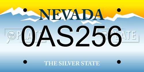 0AS256 Nevada License Plate