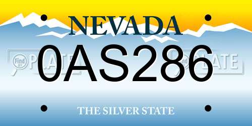0AS286 Nevada License Plate