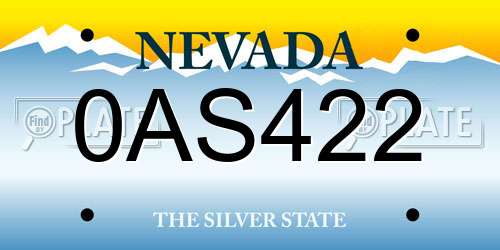 0AS422 Nevada License Plate