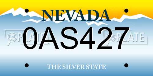 0AS427 Nevada License Plate