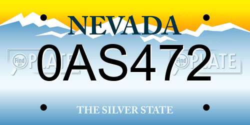 0AS472 Nevada License Plate