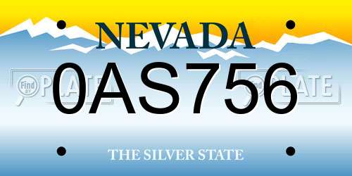 0AS756 Nevada License Plate