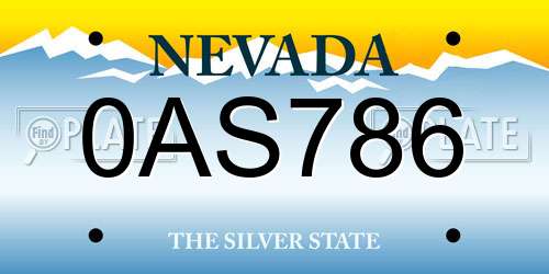 0AS786 Nevada License Plate