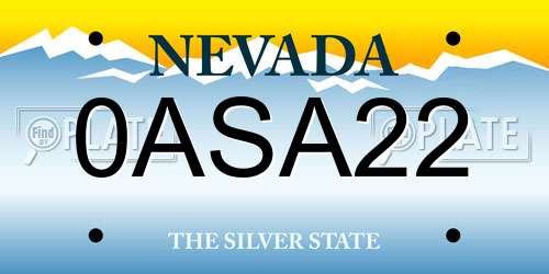 0ASA22 Nevada License Plate