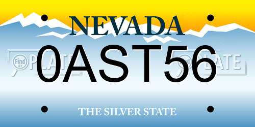 0AST56 Nevada License Plate