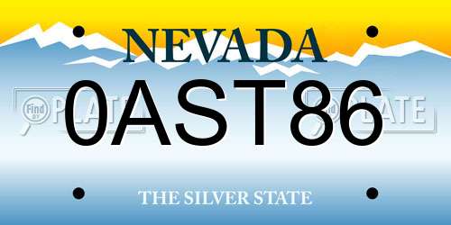 0AST86 Nevada License Plate