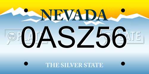 0ASZ56 Nevada License Plate