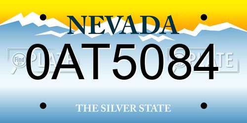 0AT5084 Nevada License Plate