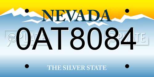 0AT8084 Nevada License Plate