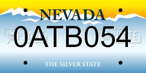 0ATB054 Nevada License Plate