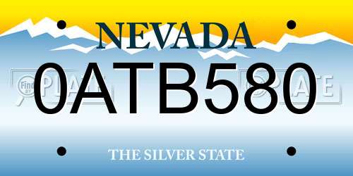 0ATB580 Nevada License Plate