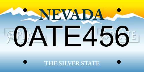 0ATE456 Nevada License Plate