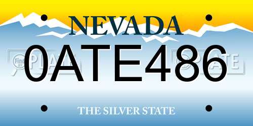 0ATE486 Nevada License Plate