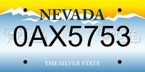 0AX5753 Nevada License Plate