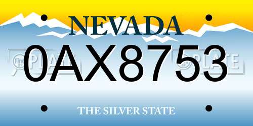 0AX8753 Nevada License Plate