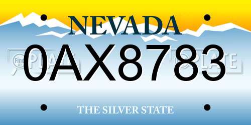 0AX8783 Nevada License Plate
