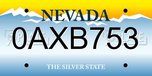 0AXB753 Nevada License Plate