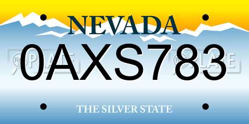 0AXS783 Nevada License Plate