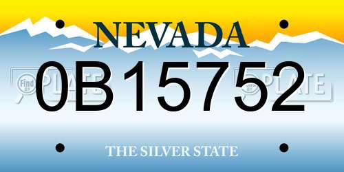 0B15752 Nevada License Plate