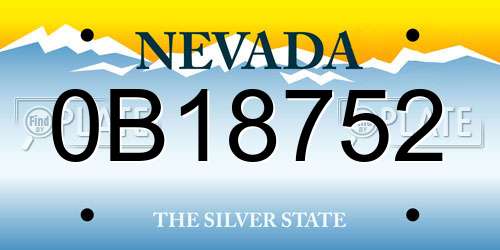 0B18752 Nevada License Plate