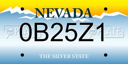 0B25Z1 Nevada License Plate