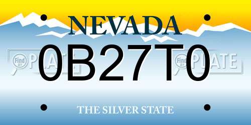 0B27T0 Nevada License Plate