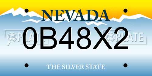 0B48X2 Nevada License Plate