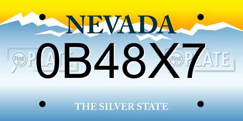 0B48X7 Nevada License Plate