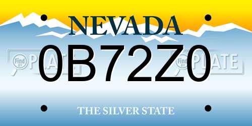 0B72Z0 Nevada License Plate