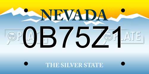 0B75Z1 Nevada License Plate