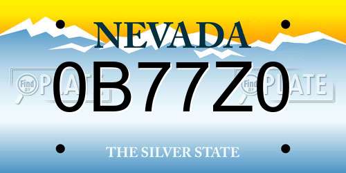 0B77Z0 Nevada License Plate