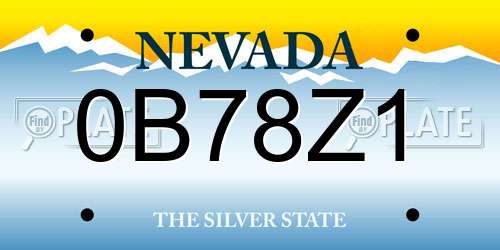 0B78Z1 Nevada License Plate