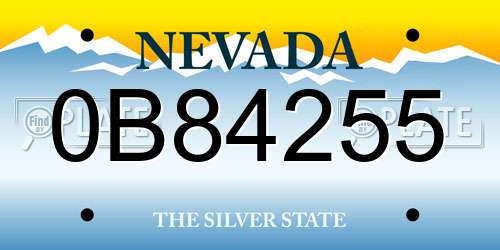 0B84255 Nevada License Plate