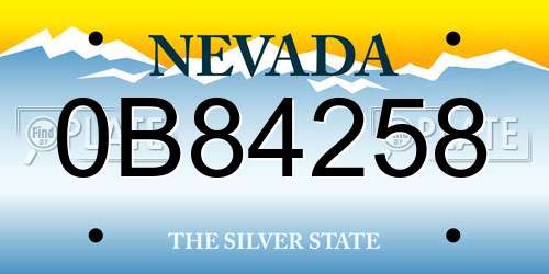 0B84258 Nevada License Plate