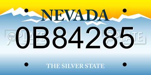 0B84285 Nevada License Plate