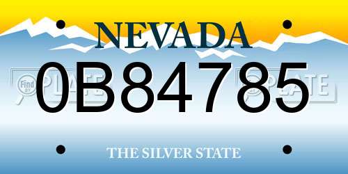 0B84785 Nevada License Plate