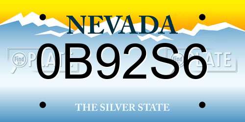 0B92S6 Nevada License Plate