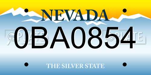 0BA0854 Nevada License Plate