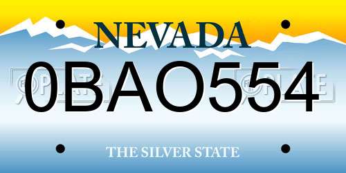0BAO554 Nevada License Plate